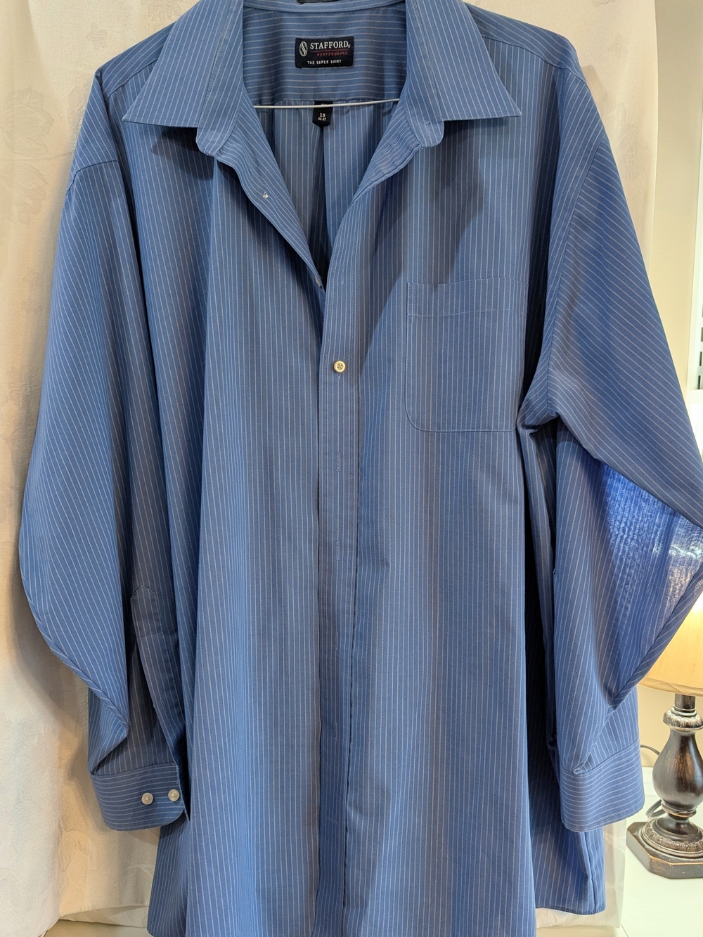 Stafford Blue Pinstripe Dress Shirt - Classic Point Collar